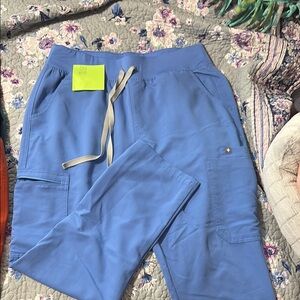 Women’s Figs high waisted yola scrub pant ceil blue